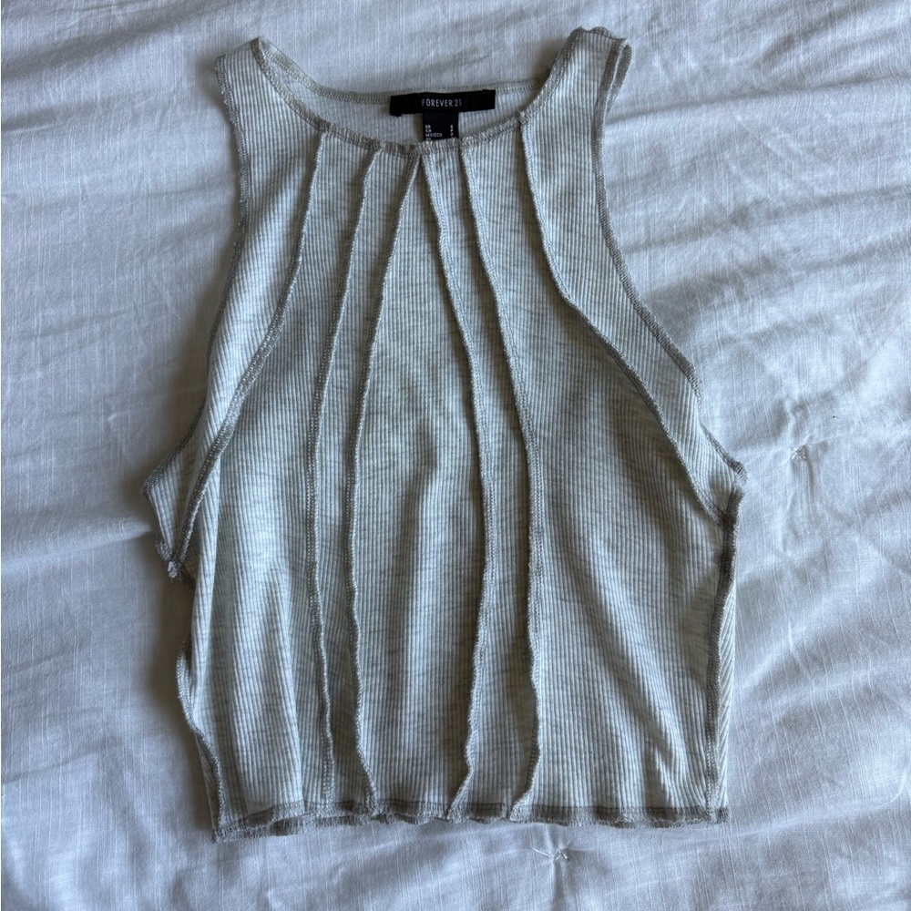 Forever 21 Cream Ribbed Tank Top